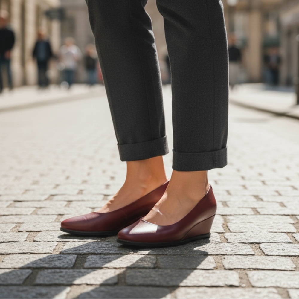 Ecco - 39, beautiful bordeaux wedge -  stylish and a comfort shoe in 1.